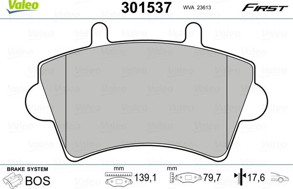 Valeo 301537 - Тормозные колодки, дисковые, комплект parts5.com