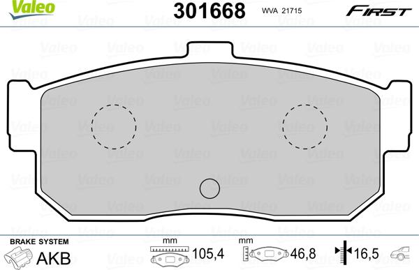 Valeo 301668 - Тормозные колодки, дисковые, комплект parts5.com