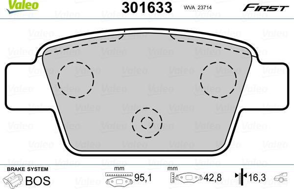 Valeo 301633 - Тормозные колодки, дисковые, комплект parts5.com