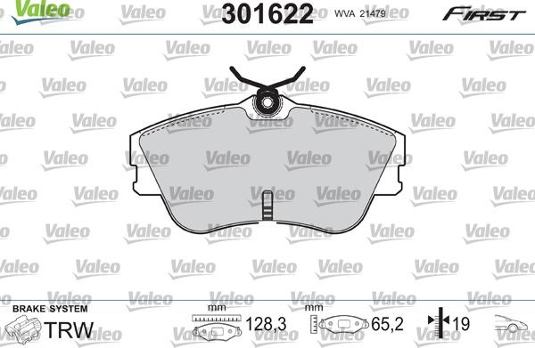 Valeo 301622 - Тормозные колодки, дисковые, комплект parts5.com