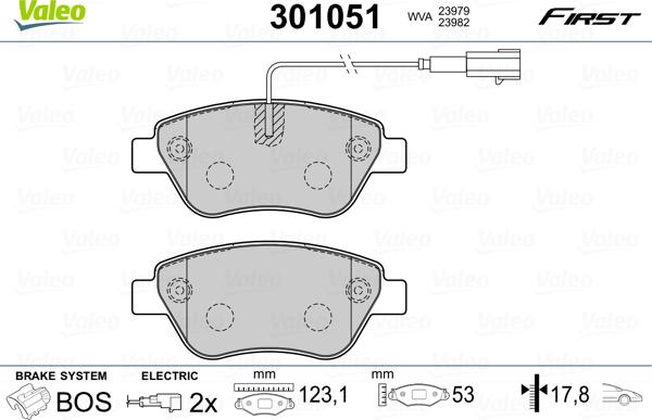 Valeo 301051 - Тормозные колодки, дисковые, комплект parts5.com