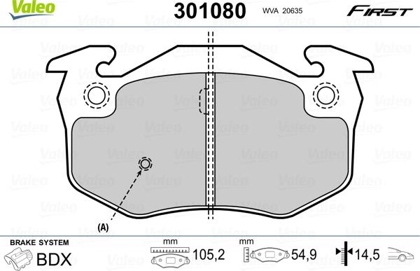 Valeo 301080 - Тормозные колодки, дисковые, комплект parts5.com