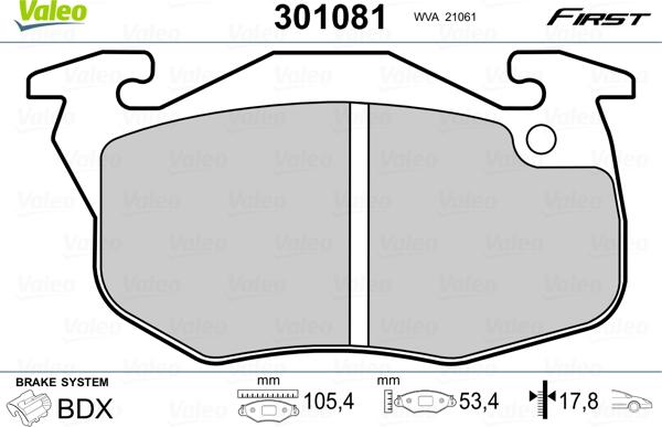 Valeo 301081 - Brake Pad Set, disc brake parts5.com