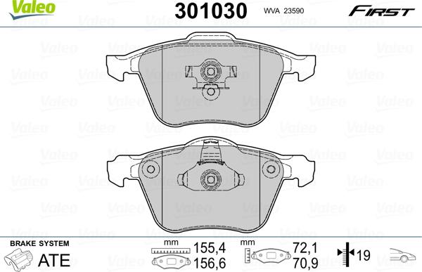 Valeo 301030 - Тормозные колодки, дисковые, комплект parts5.com