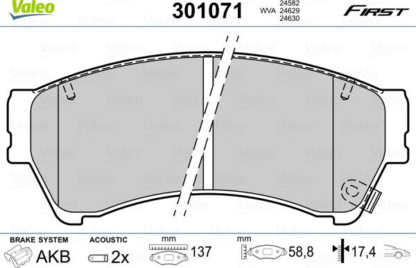 Valeo 301071 - Тормозные колодки, дисковые, комплект parts5.com