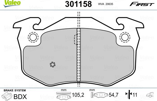 Valeo 301158 - Тормозные колодки, дисковые, комплект parts5.com