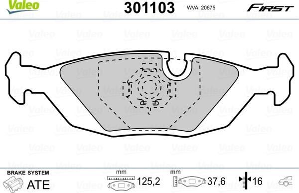 Valeo 301103 - Тормозные колодки, дисковые, комплект parts5.com