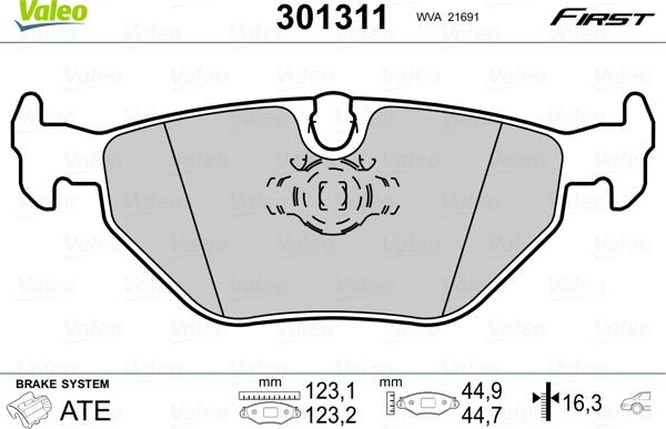 Valeo 301311 - Тормозные колодки, дисковые, комплект parts5.com