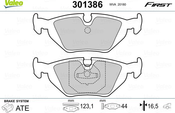 Valeo 301386 - Тормозные колодки, дисковые, комплект parts5.com