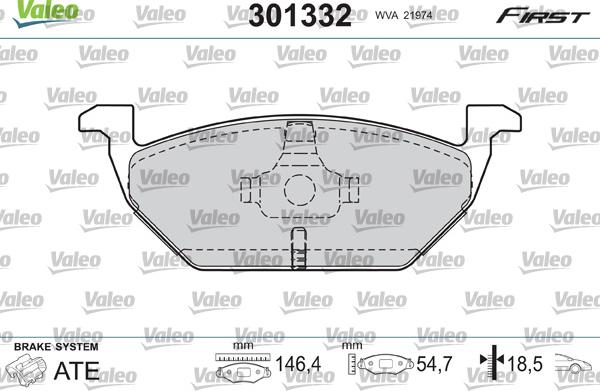 Valeo 301332 - Тормозные колодки, дисковые, комплект parts5.com