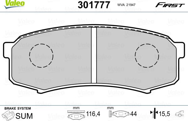 Valeo 301777 - Тормозные колодки, дисковые, комплект parts5.com