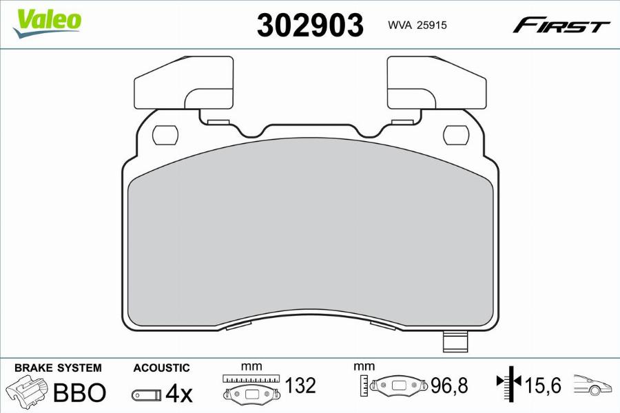 Valeo 302903 - Тормозные колодки, дисковые, комплект parts5.com