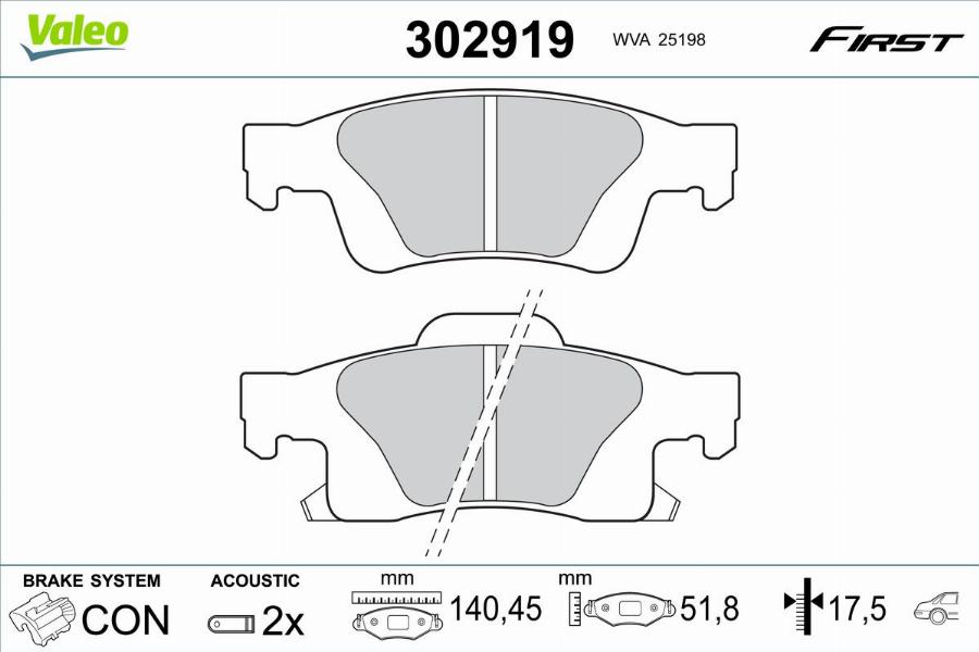 Valeo 302919 - Тормозные колодки, дисковые, комплект parts5.com