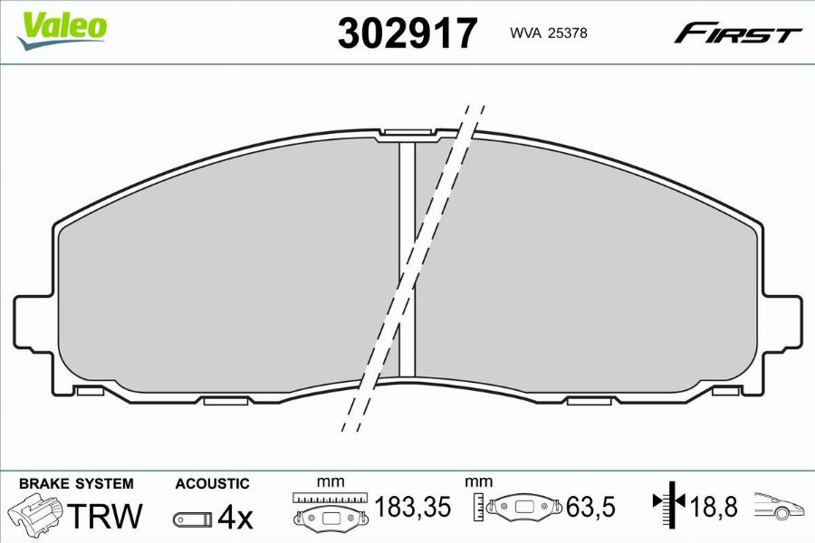 Valeo 302917 - Тормозные колодки, дисковые, комплект parts5.com