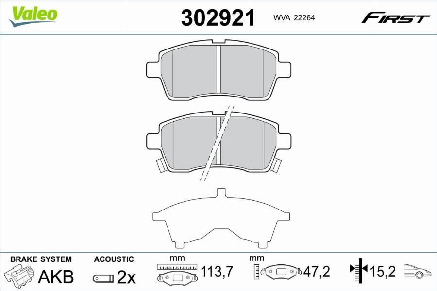 Valeo 302921 - Тормозные колодки, дисковые, комплект parts5.com