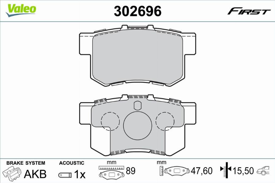 Valeo 302696 - Тормозные колодки, дисковые, комплект parts5.com