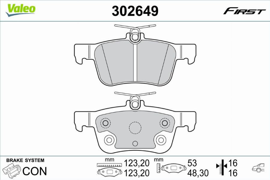 Valeo 302649 - Тормозные колодки, дисковые, комплект parts5.com