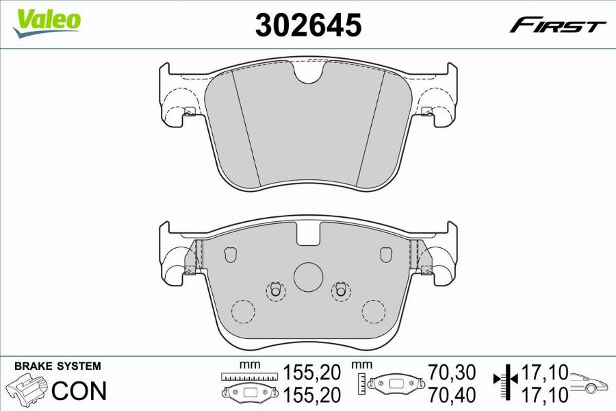 Valeo 302645 - Тормозные колодки, дисковые, комплект parts5.com