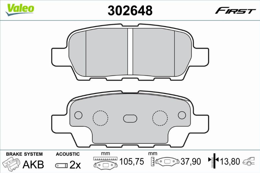 Valeo 302648 - Тормозные колодки, дисковые, комплект parts5.com