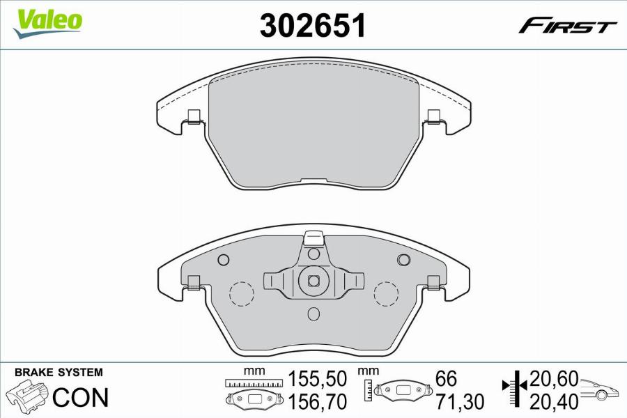 Valeo 302651 - Тормозные колодки, дисковые, комплект parts5.com