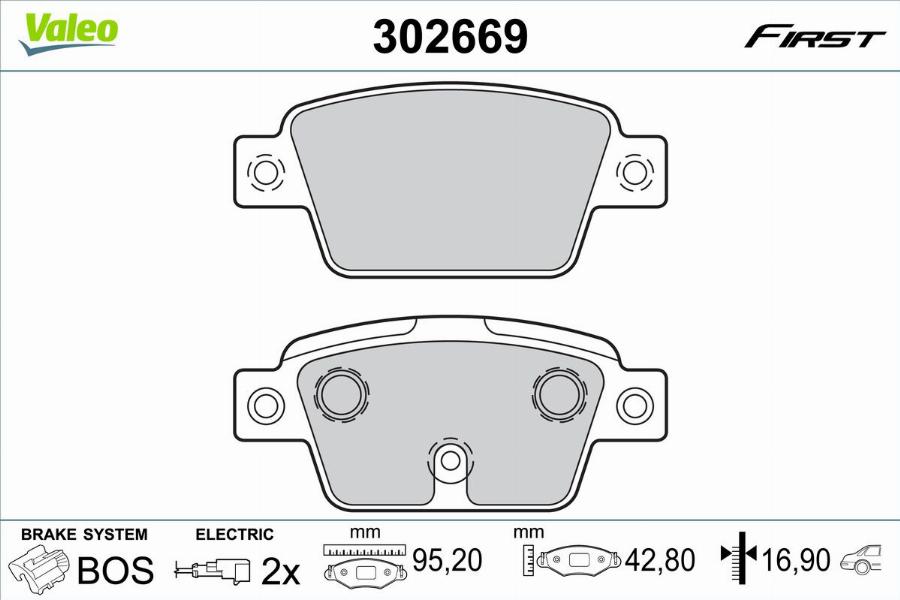 Valeo 302669 - Тормозные колодки, дисковые, комплект parts5.com