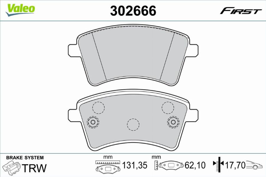 Valeo 302666 - Тормозные колодки, дисковые, комплект parts5.com