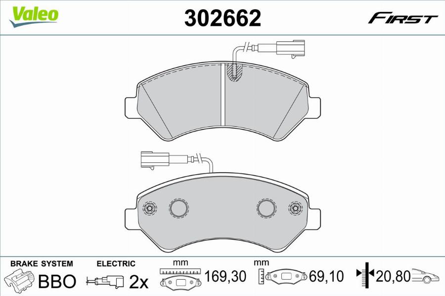 Valeo 302662 - Тормозные колодки, дисковые, комплект parts5.com