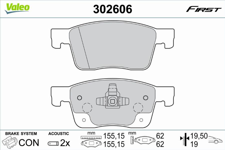 Valeo 302606 - Тормозные колодки, дисковые, комплект parts5.com