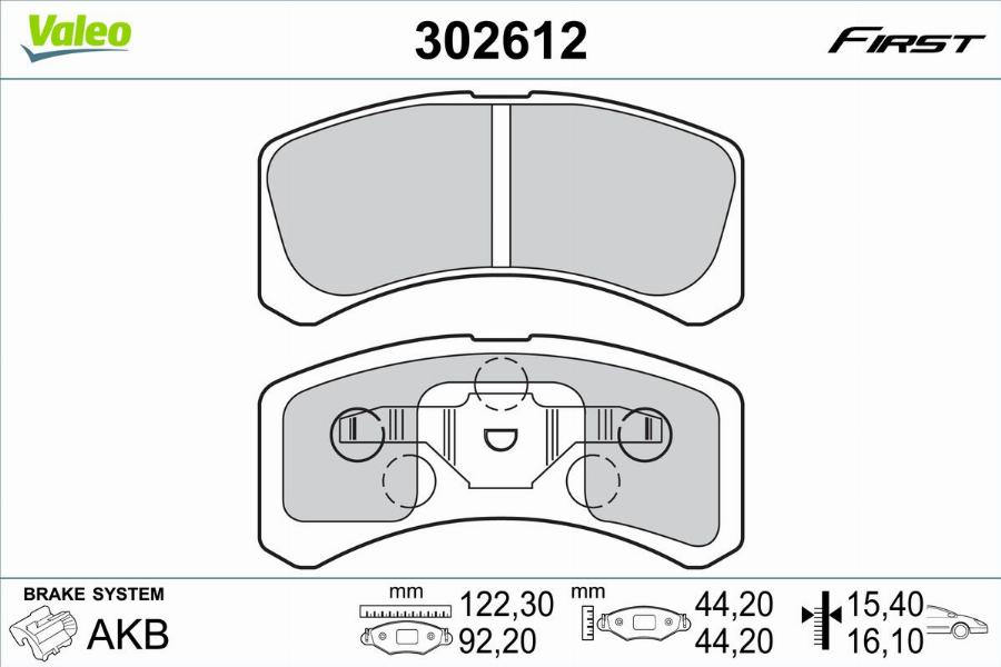 Valeo 302612 - Тормозные колодки, дисковые, комплект parts5.com