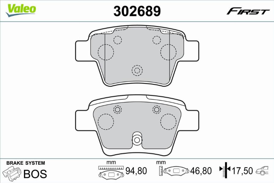 Valeo 302689 - Тормозные колодки, дисковые, комплект parts5.com