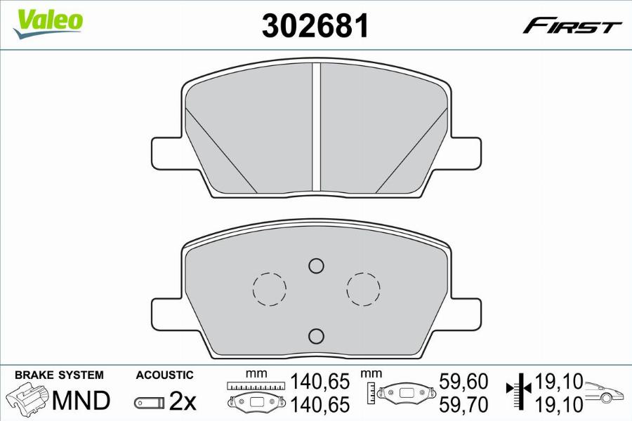 Valeo 302681 - Тормозные колодки, дисковые, комплект parts5.com