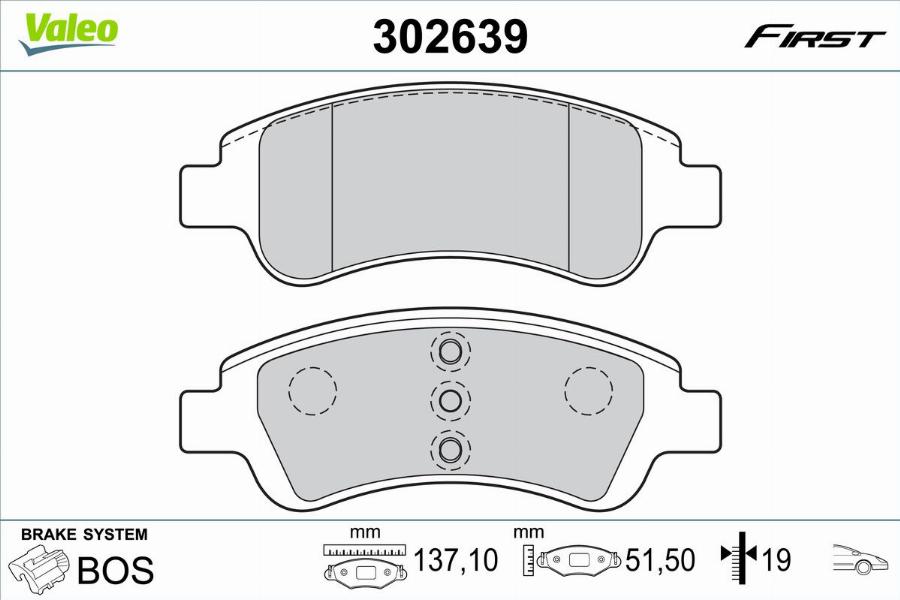 Valeo 302639 - Тормозные колодки, дисковые, комплект parts5.com