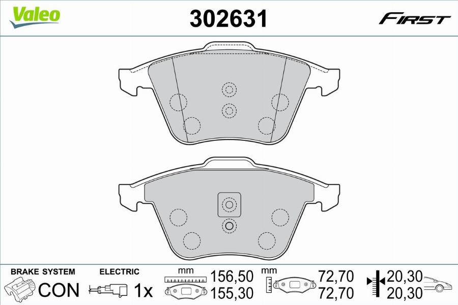 Valeo 302631 - Тормозные колодки, дисковые, комплект parts5.com