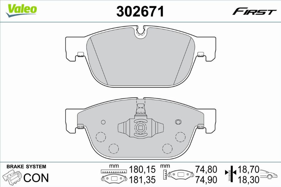 Valeo 302671 - Тормозные колодки, дисковые, комплект parts5.com