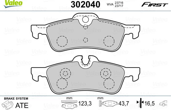 Valeo 302040 - Juego de pastillas de freno parts5.com