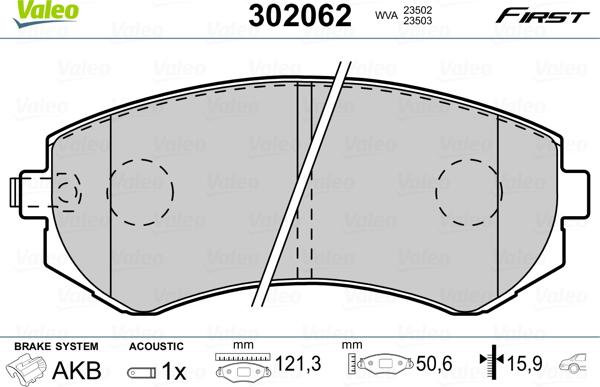 Valeo 302062 - Тормозные колодки, дисковые, комплект parts5.com