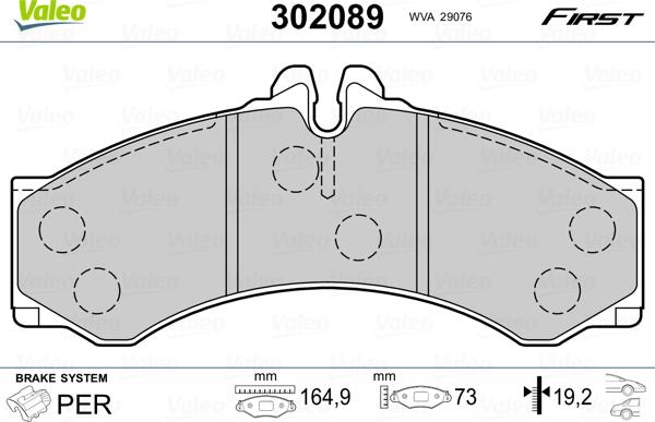 Valeo 302089 - Тормозные колодки, дисковые, комплект parts5.com