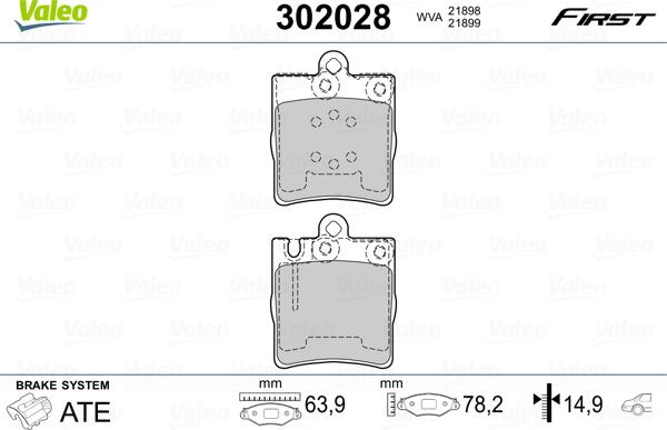 Valeo 302028 - Тормозные колодки, дисковые, комплект parts5.com