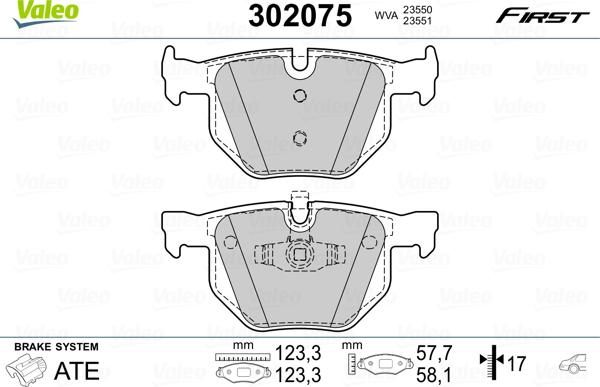 Valeo 302075 - Тормозные колодки, дисковые, комплект parts5.com