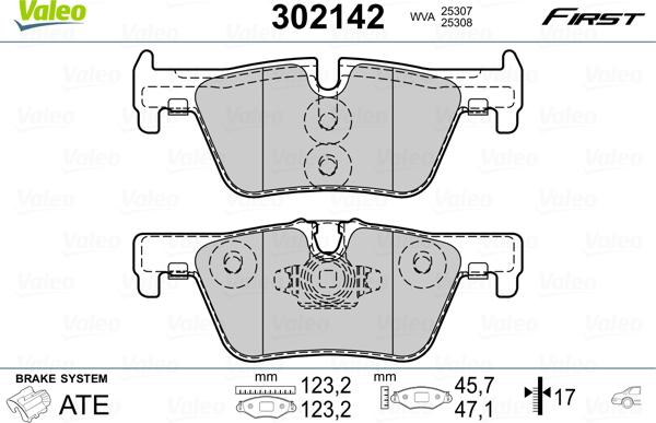 Valeo 302142 - Тормозные колодки, дисковые, комплект parts5.com