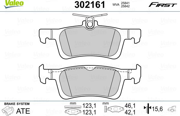 Valeo 302161 - Тормозные колодки, дисковые, комплект parts5.com