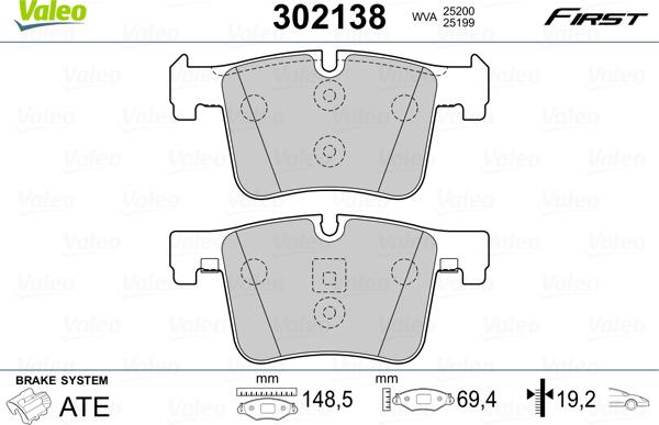 Valeo 302138 - Тормозные колодки, дисковые, комплект parts5.com