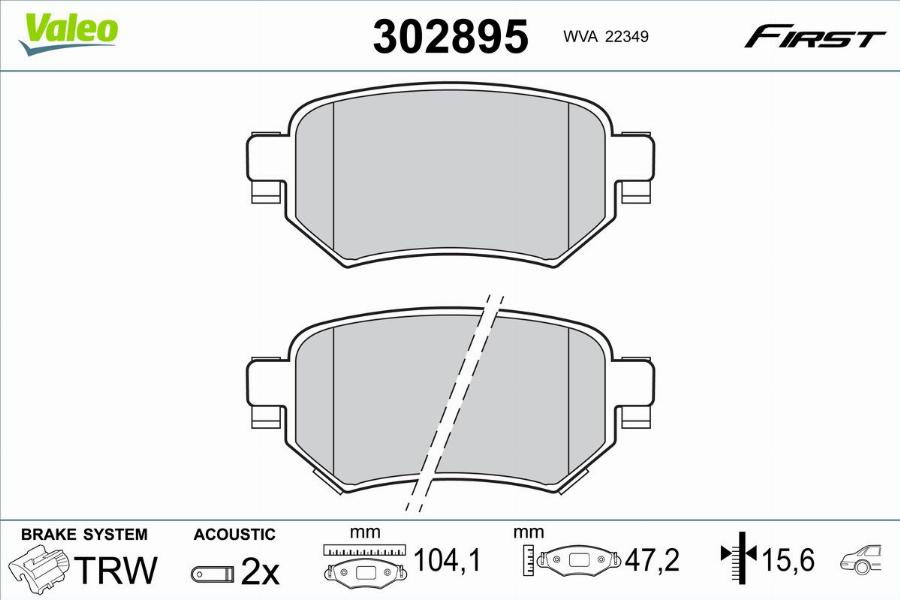 Valeo 302895 - Тормозные колодки, дисковые, комплект parts5.com