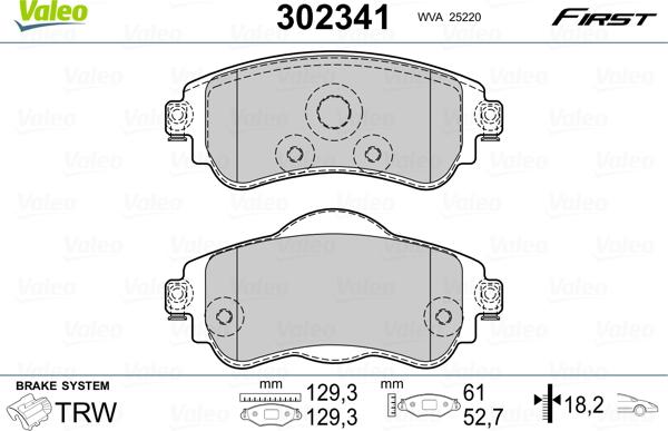 Valeo 302341 - Тормозные колодки, дисковые, комплект parts5.com