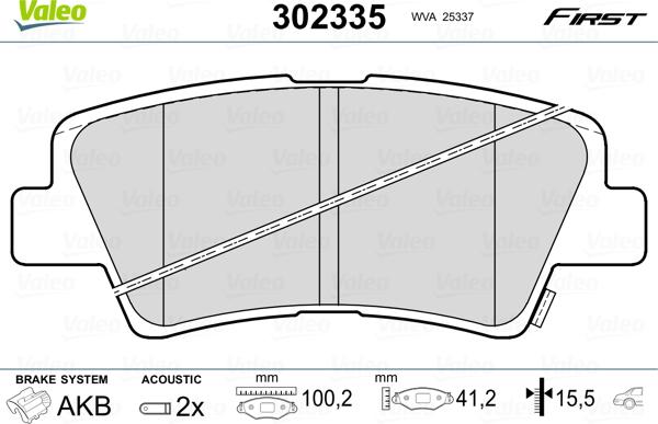 Valeo 302335 - Тормозные колодки, дисковые, комплект parts5.com