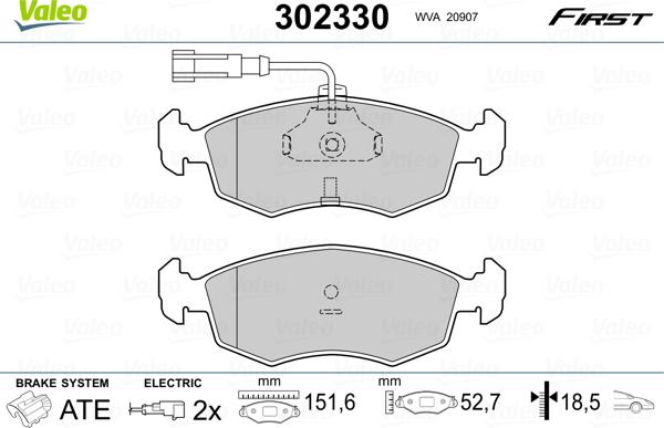 Valeo 302330 - Тормозные колодки, дисковые, комплект parts5.com