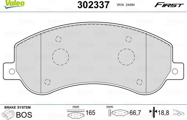 Valeo 302337 - Тормозные колодки, дисковые, комплект parts5.com