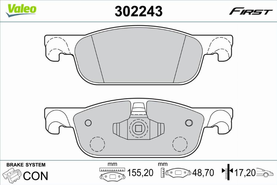 Valeo 302243 - Тормозные колодки, дисковые, комплект parts5.com