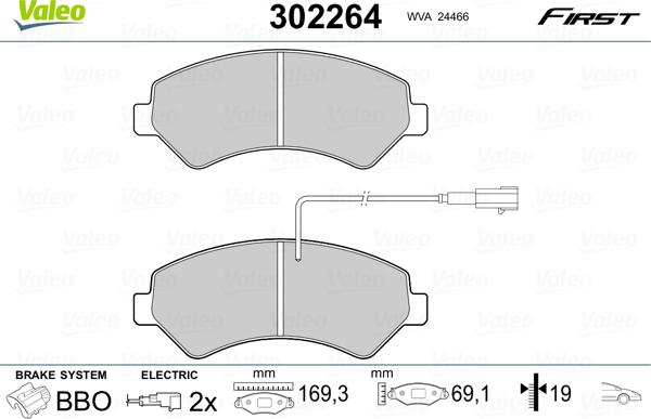 Valeo 302264 - Тормозные колодки, дисковые, комплект parts5.com