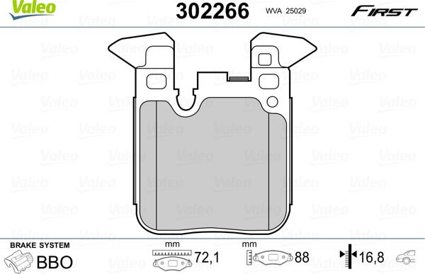 Valeo 302266 - Тормозные колодки, дисковые, комплект parts5.com